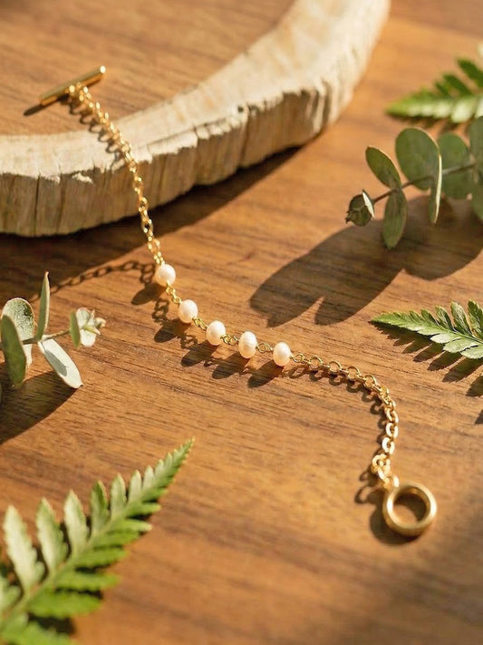 Simple Natural Pearl Bracelet [18ct Gold-Plated] (Copy)
