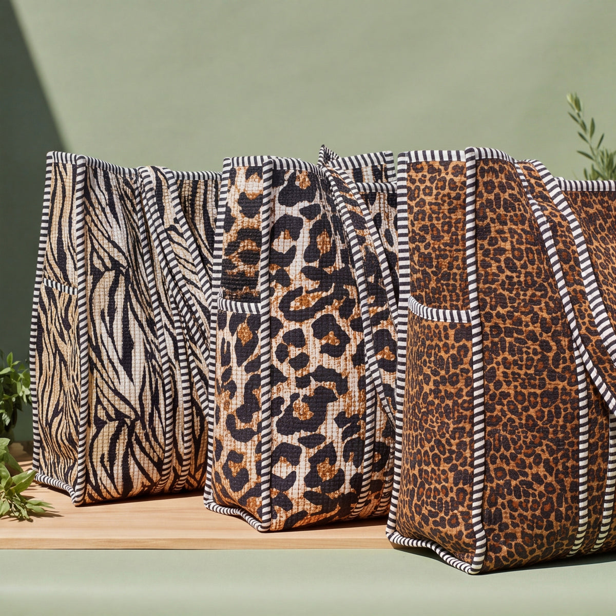 Indian Quilted Cotton Tote Bag - Large Leopard Print