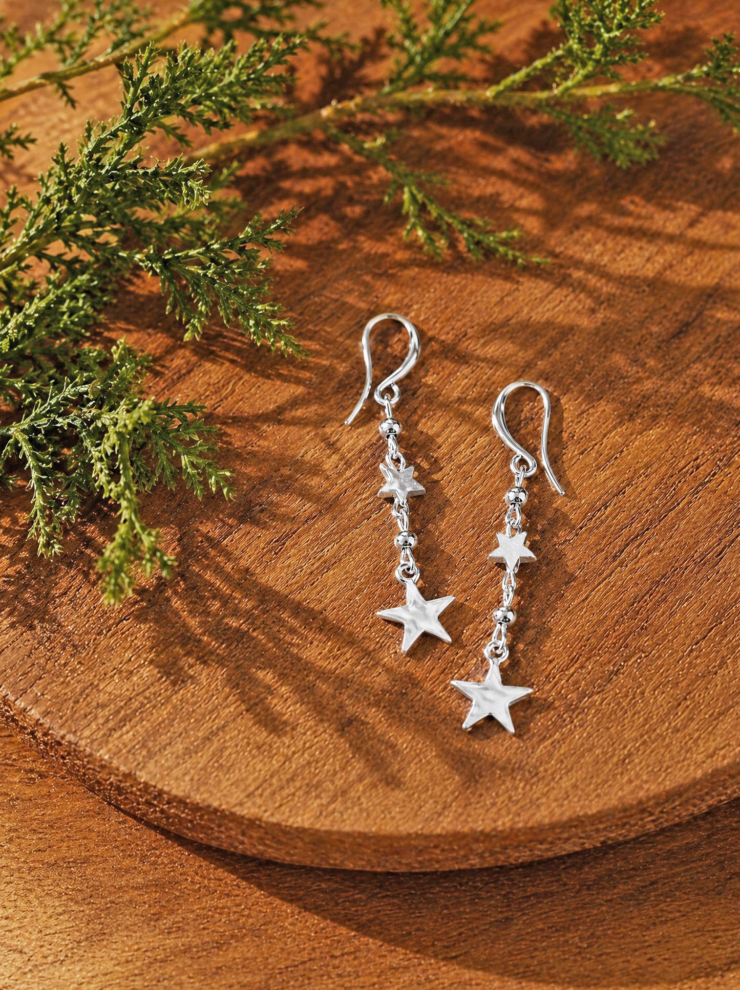 Double Star Drop Earrings [Silver-Plated]