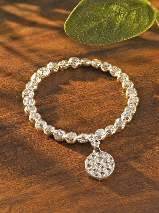 Nugget & Disc Charm Bracelet [Silver-Plated]
