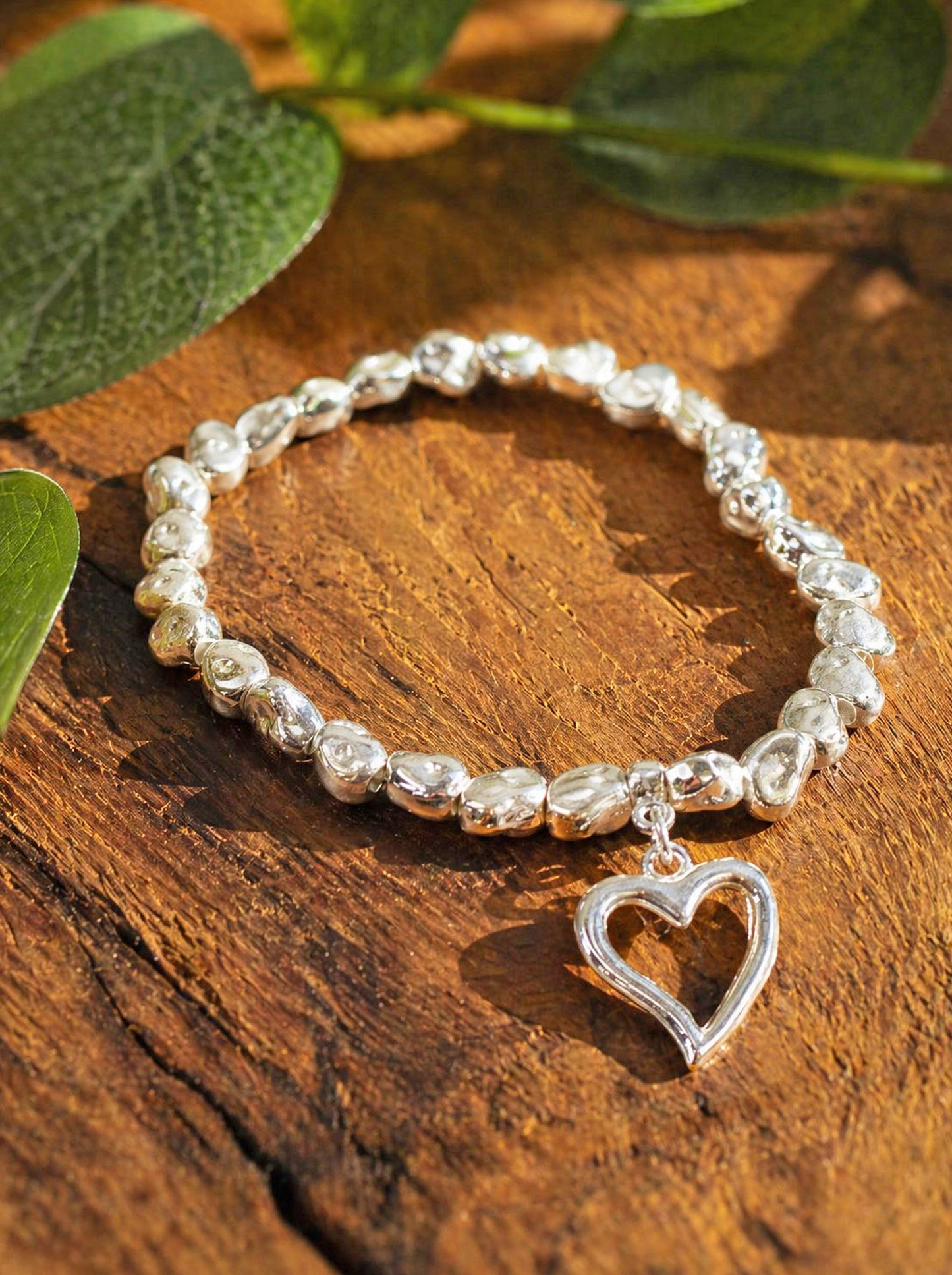 Nugget & Heart Charm Bracelet [Silver-Plated]