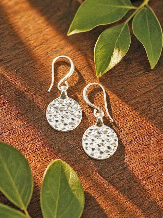 Mini Disc Charm Earrings [Silver-Plated]