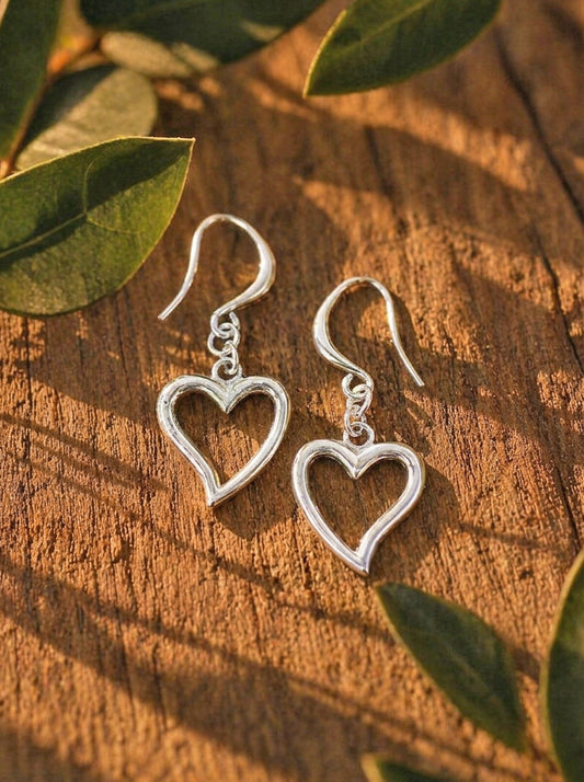 Mini Heart Charm Earrings [Silver-Plated]