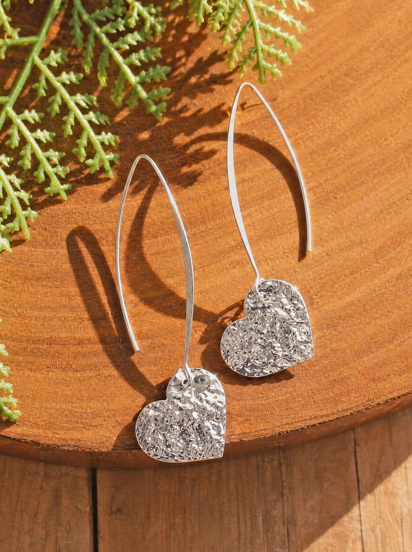 Hammered Heart & Spike Earrings [Silver-Plated]