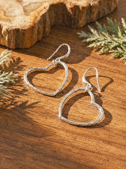 Open Heart Earrings [Silver-Plated]